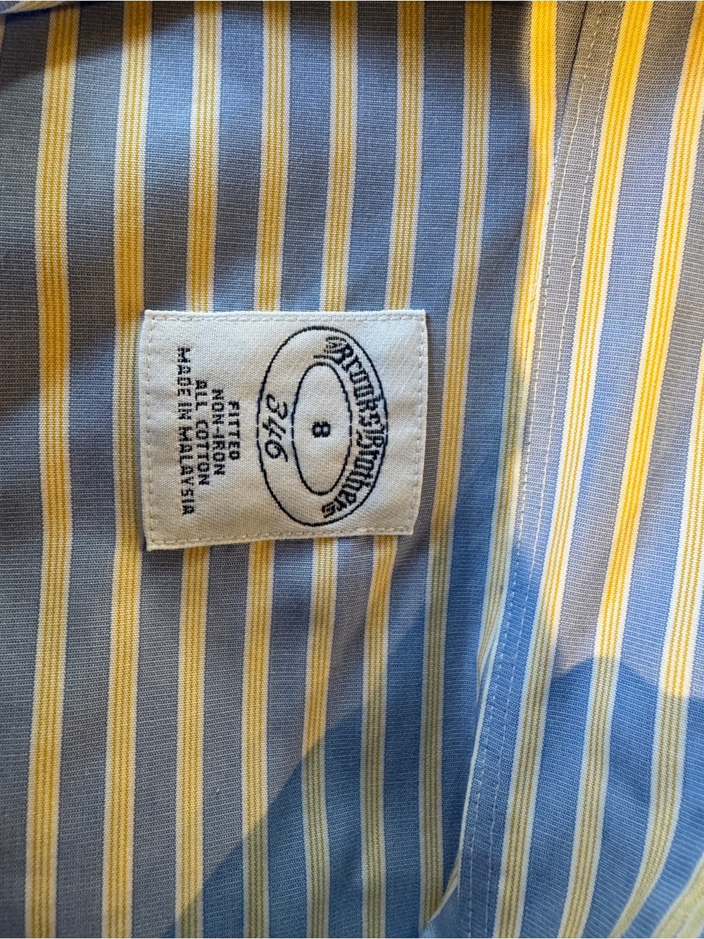 Brooks Brothers Blue and Yellow Stripe Dress Shirt